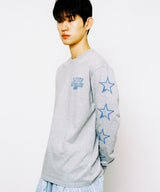 ラブ&ピース長袖Tシャツ - グレー