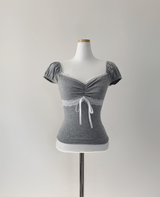 Hacken Ribbon Lace Top (light gray)
