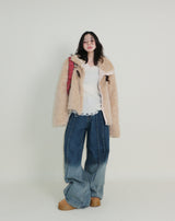 Rachel Two-Belt Detail Short Length Fur Jacket (Lining Quilted)