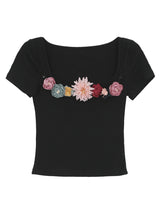 Real Flower Black Short Sleeve Tee