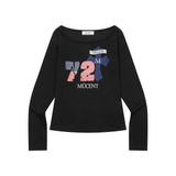 RODEZ 72 AMERICAN FLAG ONE SHOULDER LONG SLEEVE T (2Color)