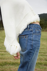 TASSEL BOOTCUT JEANS (NAVY)