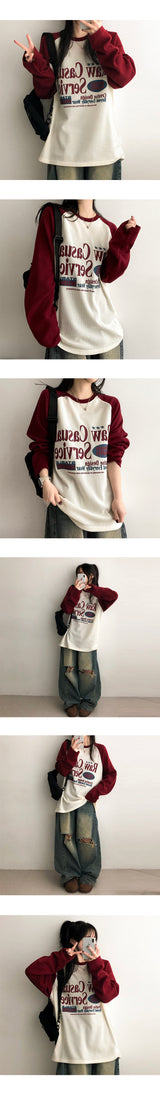 Tane Color Raglan Knit Long Sleeve T-shirt