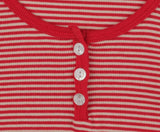 ストライプコンビバートンTシャツ (レッド)