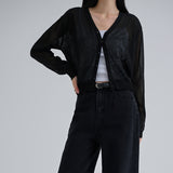 [Polia] Sheer V-neck Long Sleeve Cardigan - 8color