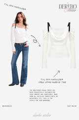 Tul off-shoulder frill long-sleeve tee 
