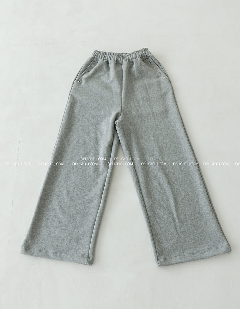Punching eyelet string wide pants