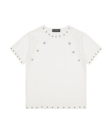 (DUC) アイレットスタッズセミクロップTシャツ ホワイト