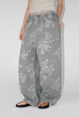 RIPSTOP FLOWER WIDE PANTS
