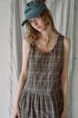 T/T Peony check one-piece (brown)