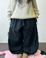 Rope Line Ribbon Side Semi Balloon Wide Pants 🖤🤍 2COLOR