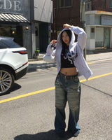 Cat gradation denim pants