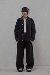 Studded selvage washed denim - Pants