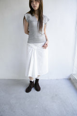 strap shirring cotton midi skirt(2colors)