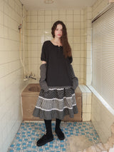 Cottage mixed pattern skirt / black
