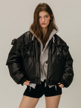 RIBBON BOMBER JACKET / BLACK