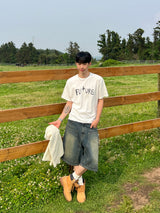 フューチャーセミクロップ半袖Tシャツ (4 Colors)
