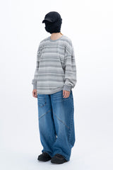 Lable Incision Line Wide Denim