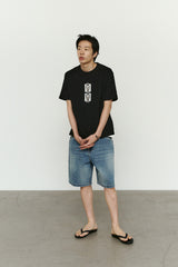 エイジスプラッターカーペンターデニムショーツ(Washed Blue)