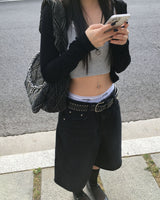 D ring bermuda denim pants