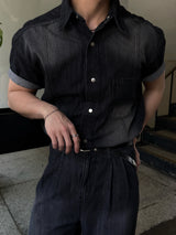 Ever snap muscle-fit denim shirt