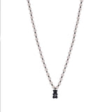 Petit Bear Grey Pearl Hematite Necklace_Black