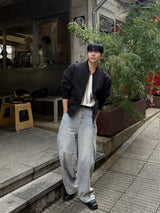 Cut line reverse denim pants