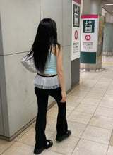 low-rise bootcut pants-2type(black,flower)