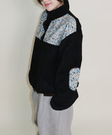 Femme Flower Pattern Quilted Fleece Long Sleeve T-Shirt (Button Detail)
