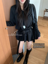 メロウレイヤーリブベルトフードワンピース