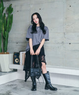 UNISEX スタッズケミカルT チャコール