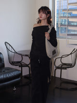 ONE-SHOULDER ELASTIC T (BLACK)