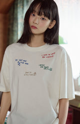 26SS★ ドローステッチ刺繍半袖Tシャツ