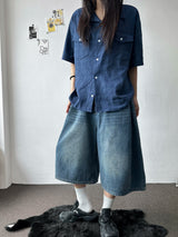 If Side Pintuck Denim Bermuda Shorts 3color