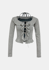 Wat Halter Sleeveless & Frill Cardigan