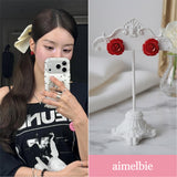 [Kwon Eunbi Earrings] プチローズカボションピアス - Red