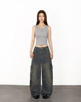 W Chest Logo Crop Short Sleeve GRAY
