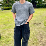 ケーブルVネックショートスリーブニットウェア