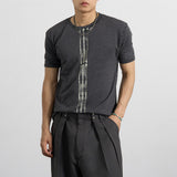Smoke stripe slim half-sleeves 2color