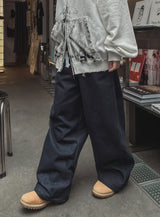 レタリングデニムワイドバンディングパンツ