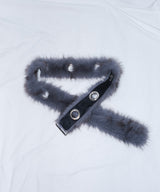 fur loop eyelet belt - deep blue