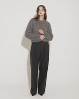 WOOL DOUBLE PLEATED SLACKS [CHARCOAL]