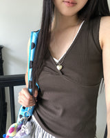 Piyo V-neck V-neck lace sleeveless shirt