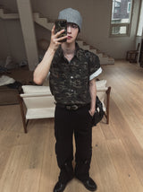 Ore Camo Leather Patch Half Shirt