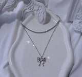 Melting Ribbon Rhinestone Chain Choker Layered Necklace