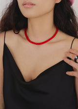 Spinel crochet necklace (Red)