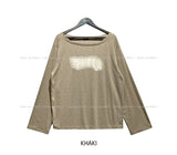 バタフルプリントオフショルダー長袖Tシャツ