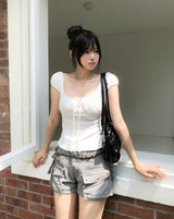 Roen Punching Flower Puff Short Sleeve