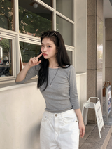 Basic Cotton Three Quarter Sleeve T-shirt (5color)