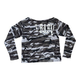 Camo off shoulder T